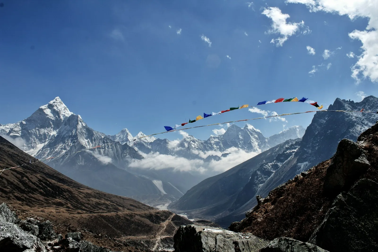Near Thukla Pass. The valley leading toward Everest is lined with prayer flags and stone cairns for climbers who died on the mountain